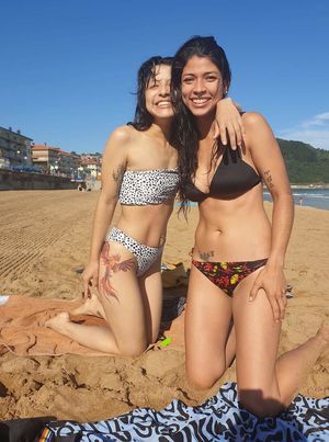 Slutty lil Latina cocktease Keyla T & her friend posing at the beach