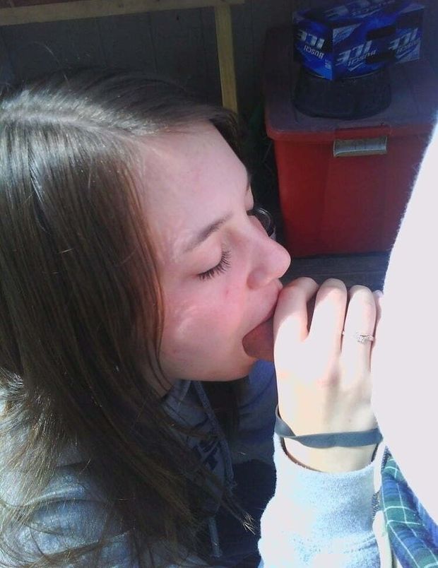 Brunette amateur with some cock in her mouth
