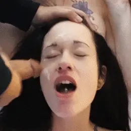 Orgy slut gets a facial