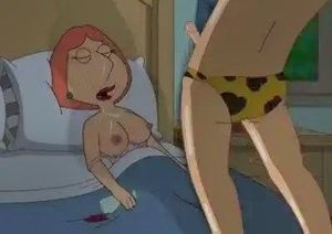 Quagmire cums on Lois' face and tits while she sleeps