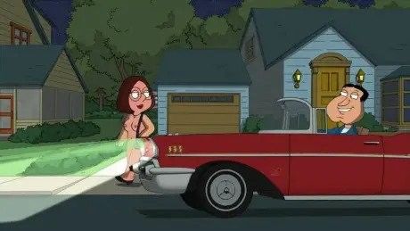 Quagmire offers a naked Meg a ride