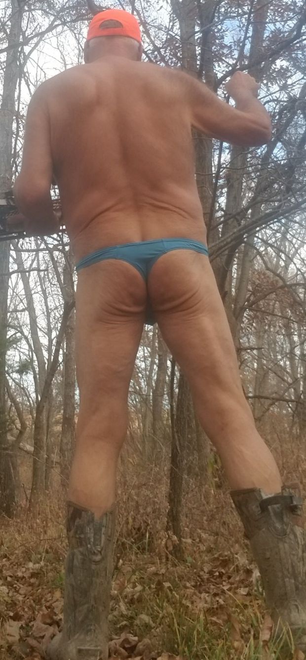 My ass in blue thong hiking