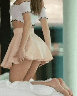 Legal teen cutie gets so exited about wearing her first thong that she accidently sends this GIF of her lifting up her skirt to her daddy