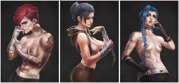 vi caitlyn and jinx side by side