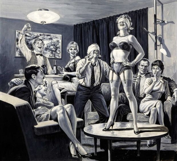 A vintage swing party initiating a new member