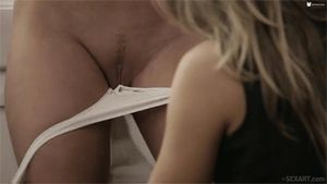 Taking her panties off...