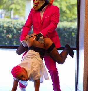 Slut fucked by clown in public 2