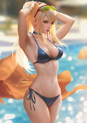 Samus in sexy blue bikini
