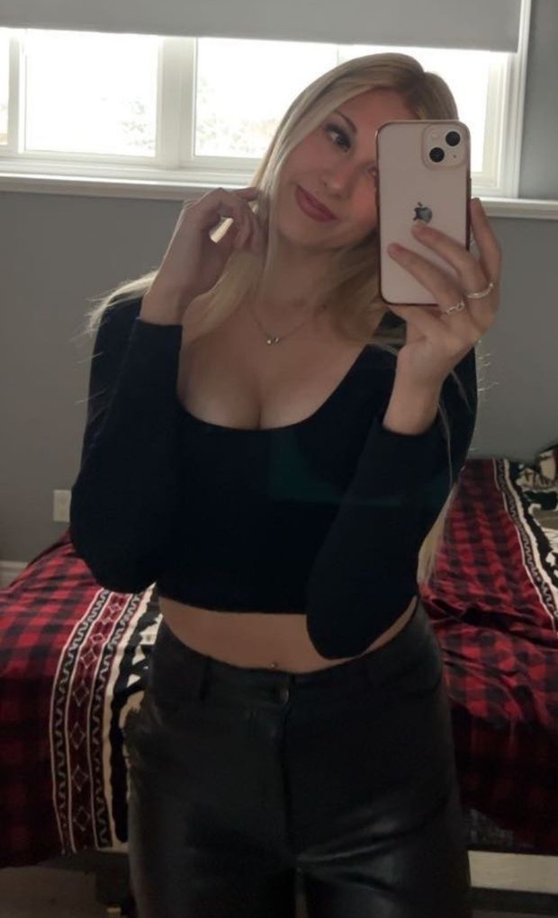 Blonde bedroom selfie