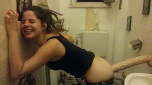 hippie brat gets fucked by huge dildo