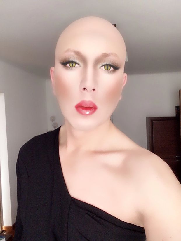 Dolled up male bitch