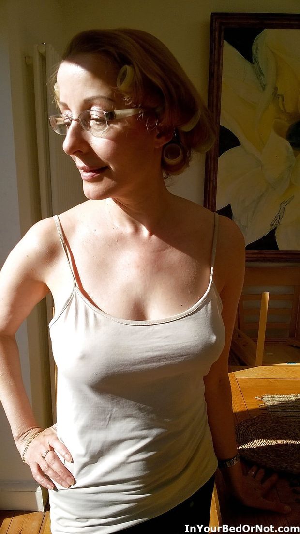 Mom with nipples visible through shirt