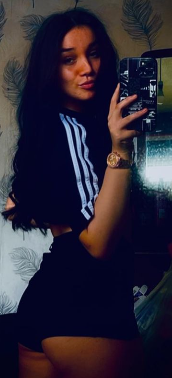 Hot chav posing in mirror