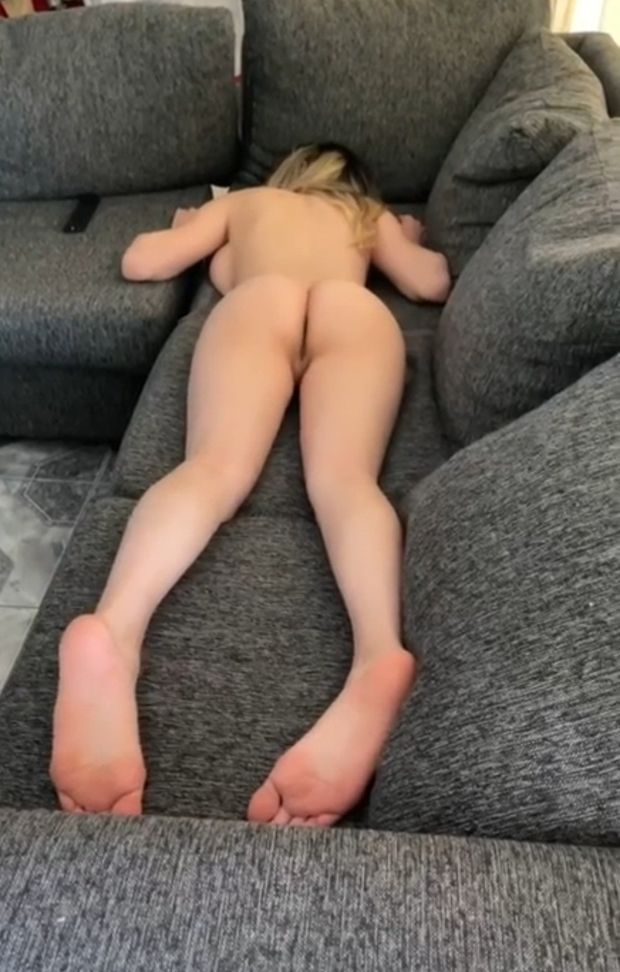 Face down girlfriend on couch
