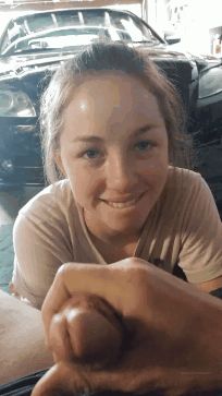 Cutie sucks in the garage