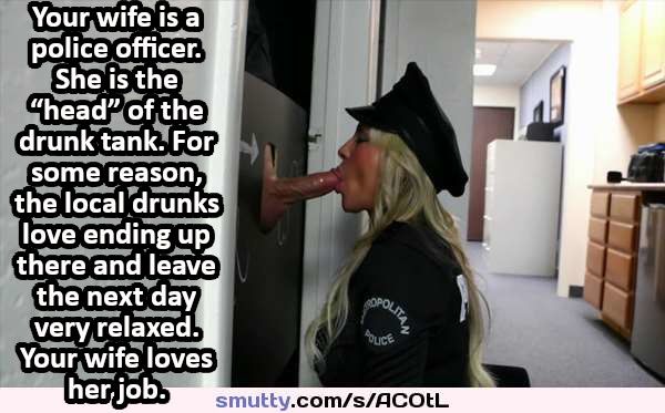 Cheating wife policewoman sucking dick at gloryhole
