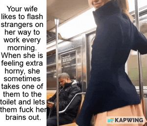 Cheating wife flashing ass on public transport