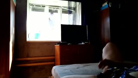 Masturbating for window washer