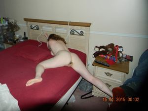 bare ass redhead tied and teased