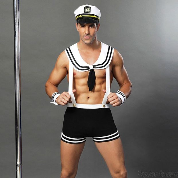 Sexy Marin Costume Bar Discothèque Cosplay Tenue de marine uniforme Tente Homme Lingerie Conjointe