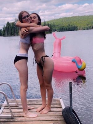 Teens in bikini showing off thickness