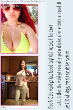 Rating busty Asian Megan Allen's face tits & ass