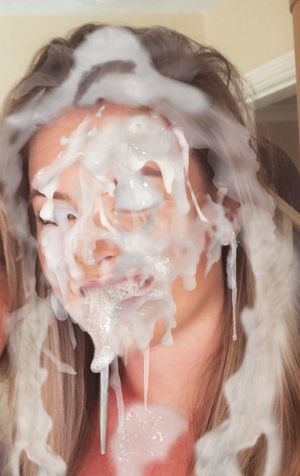 Slutty cocktease Emily received a massive bukkake facial