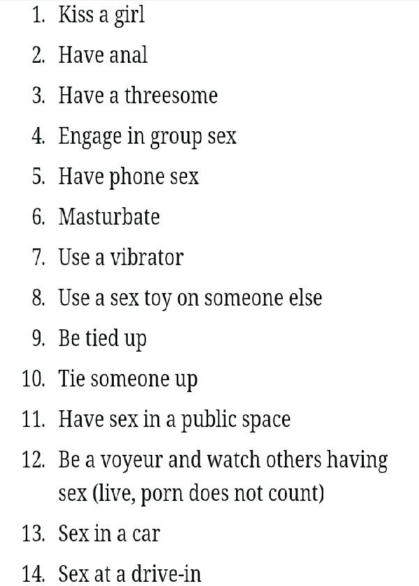 top women's bucket list 1-14