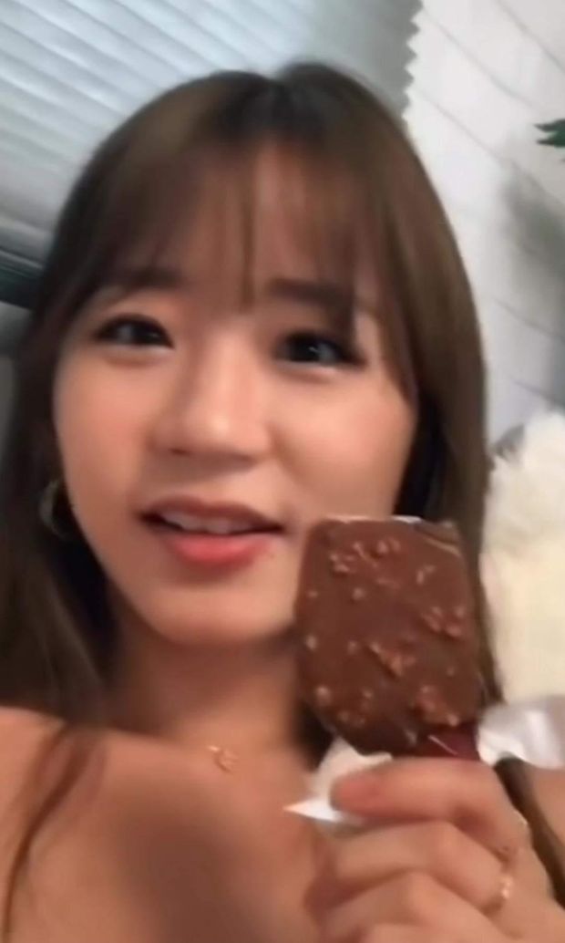 Eating ice cream nude in bed wishing it was your cock instead