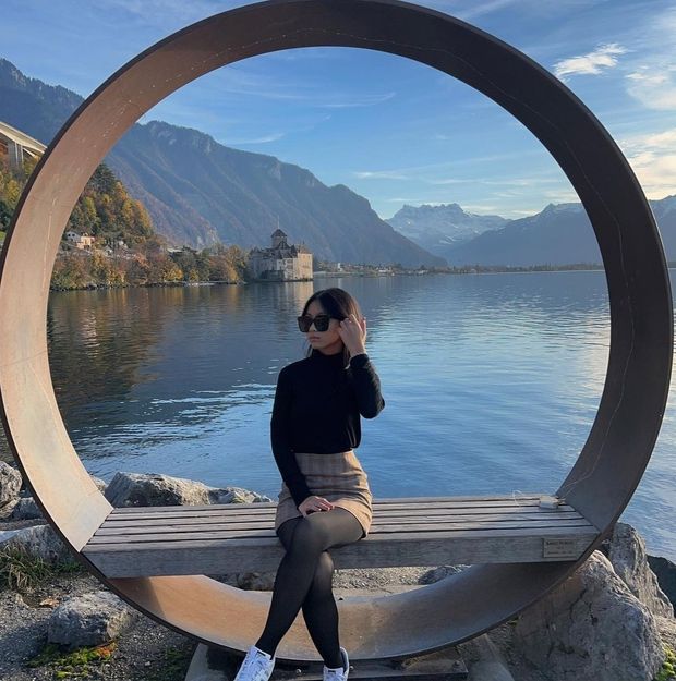 Pretty teen with beautiful scenery