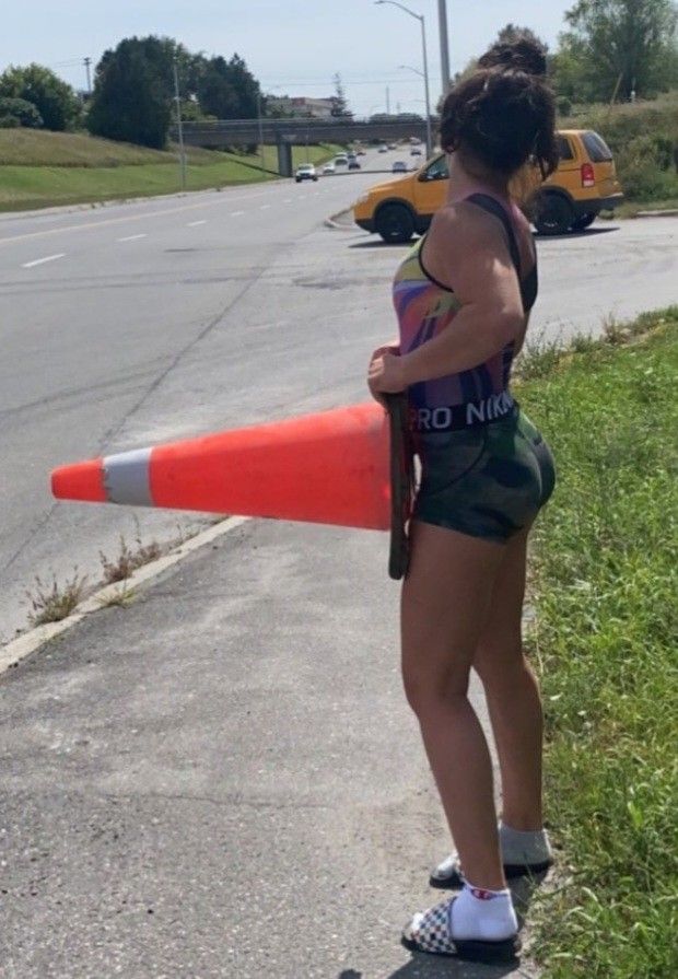 Teen ass with pylon