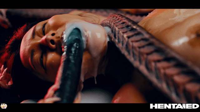 Rae with ahegao while sucking off tentacles on HENTAIED