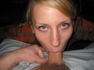 Amateur green-eyed blond with some cock in her mouth