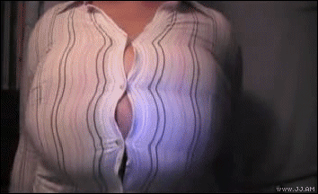 Big boobs busting buttons.