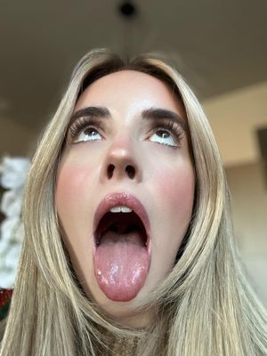 Blonde waiting for food