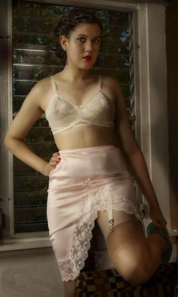 A Gorgeous Lady in a Silky Soft & Lacy "Fuck Me" Half Slip. Don't Take it Off as We Screw Each Other Silly!