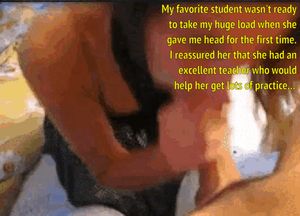 Student takes a huge load from her teacher for the first time