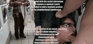 Everyone in the laundry applauded. She thought it was because of her courage, but it was actually because the men shut her up.