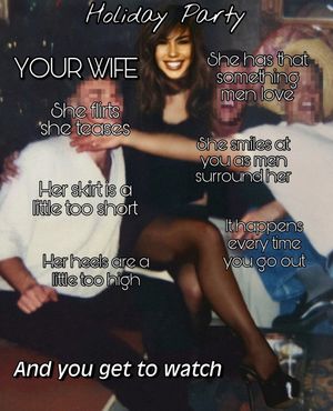 My wife in her element being center of attention at a Christmas party