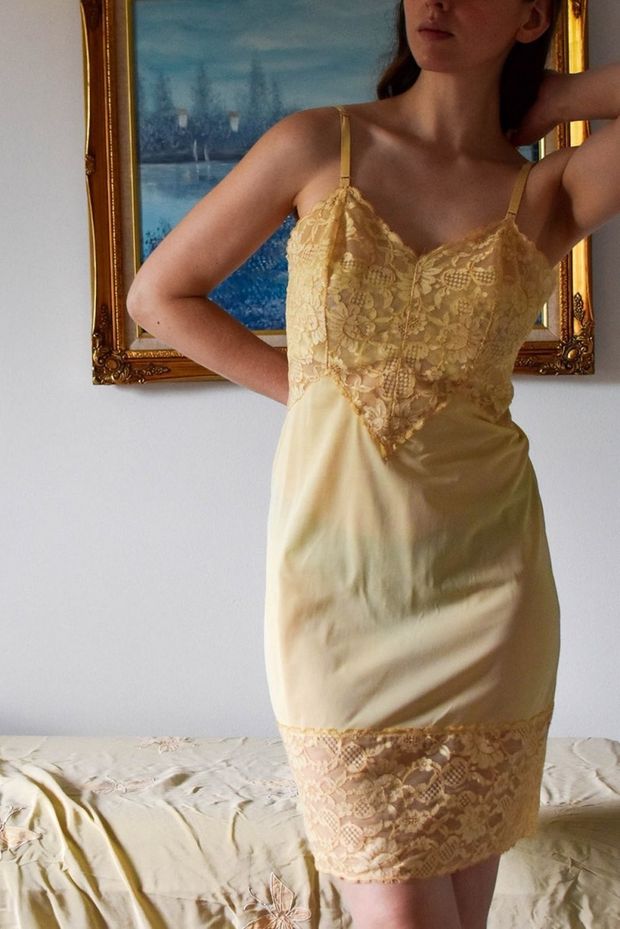 Classic Vintage Full Slip on a Gorgeous Lady!