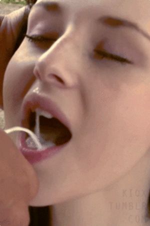 In her mouth