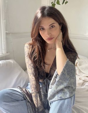 beautiful sexy brunette - black see-through shirt