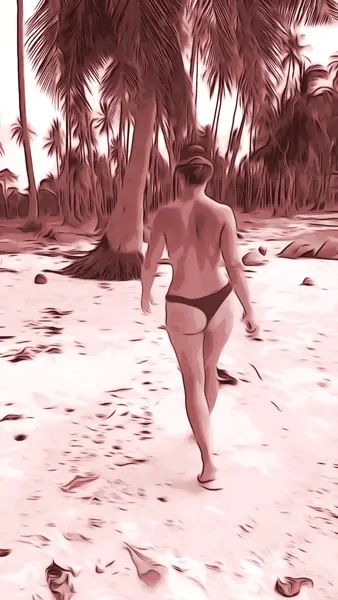 Stroll on the beach in sepia.