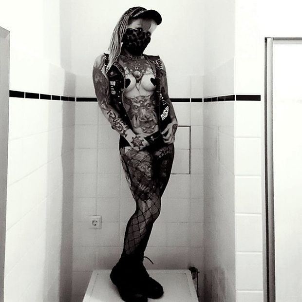 punk babe posing to tease