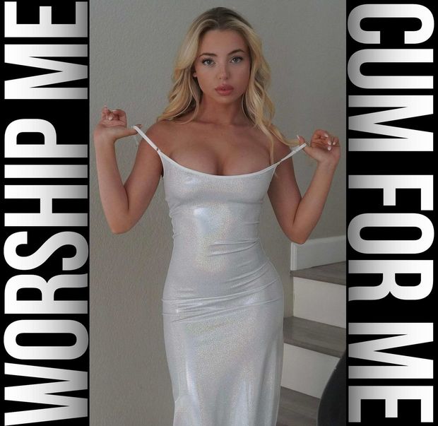 hot blonde, white dress