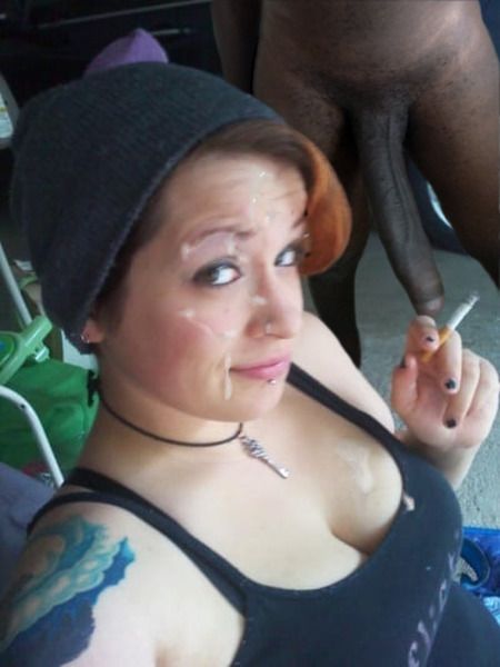 Ashley Hartwell after sucking off a gang member's 14 inch black monster cock.