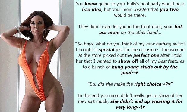 Mom dresses like a slut at sons bully’s pool party