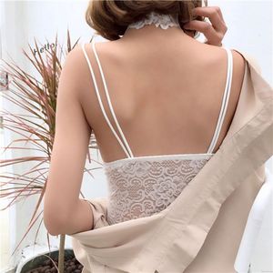 Sexy Spitzenblume Halsringhalfter Gurt Weste Crop-Top Rückenfrei Leibchen für Frauen Bustier-Dessous