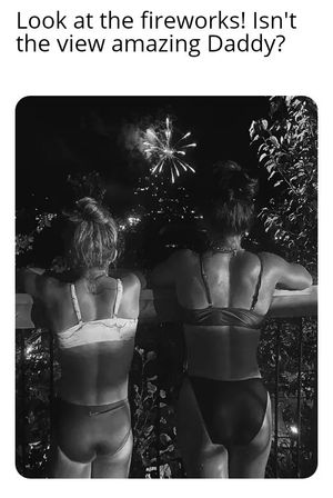 Daughter fireworks view