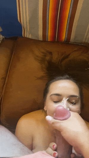 Cheating wife wants every drop on her cute face